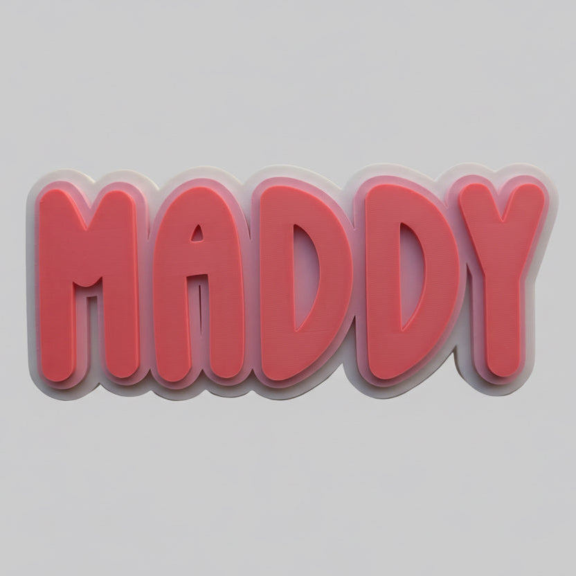 Pink "Maddy" 3d printed name sign